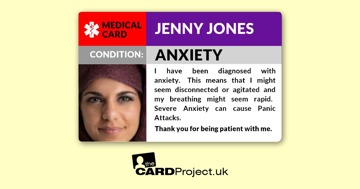 Anxiety Photo ID Medical Card (FRONT)